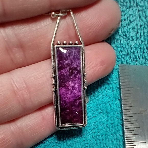 Purple Silver Wire Dangle Earrings - Picture 2 of 3